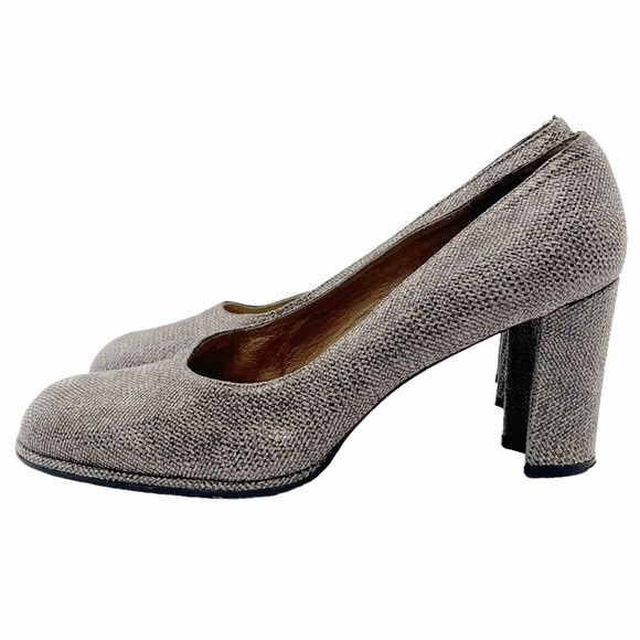 Vintage Stuart Weitzman Taupe Smoke Leather Iguana Print Pumps Women’s Size 6.5 - Picture 4 of 13